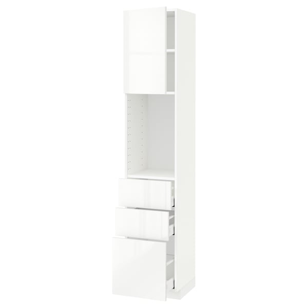 METOD / MAXIMERA High cabinet w shelves/3 drawers, white/Ringhult white, 40x41x200 cm