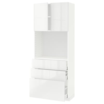 METOD / MAXIMERA High cabinet w shelves/3 drawers, white/Ringhult white, 80x41x200 cm