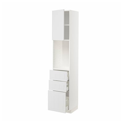 METOD / MAXIMERA High cabinet w shelves/3 drawers, white/Stensund white, 40x41x200 cm