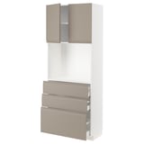 METOD / MAXIMERA High cabinet w shelves/3 drawers, white/Upplöv matt dark beige, 80x41x200 cm