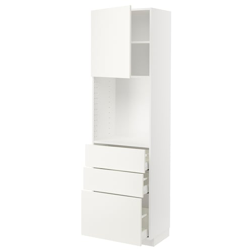 White METOD kitchen unit with drawers and cabinet.