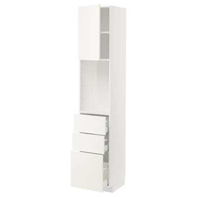 METOD / MAXIMERA High cabinet w shelves/3 drawers, white/Vallstena white, 40x41x200 cm
