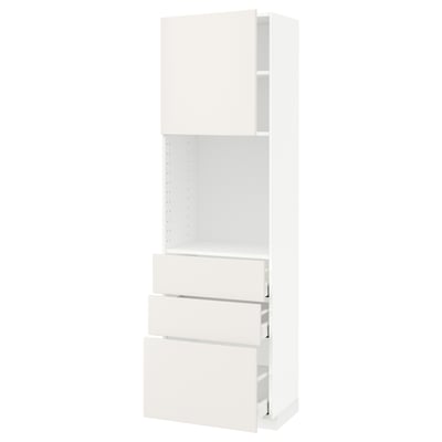 METOD / MAXIMERA High cabinet w shelves/3 drawers, white/Veddinge white, 60x41x200 cm