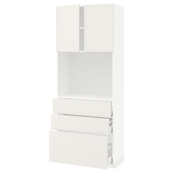 METOD / MAXIMERA High cabinet w shelves/3 drawers, white/Veddinge white, 80x41x200 cm