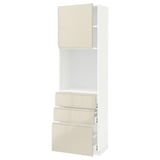 METOD / MAXIMERA High cabinet w shelves/3 drawers, white/Voxtorp high-gloss light beige, 60x41x200 cm