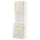 METOD / MAXIMERA High cabinet w shelves/3 drawers, white/Voxtorp high-gloss light beige, 60x41x200 cm