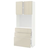 METOD / MAXIMERA High cabinet w shelves/3 drawers, white/Voxtorp high-gloss light beige, 80x41x200 cm