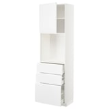 METOD / MAXIMERA High cabinet w shelves/3 drawers, white/Voxtorp high-gloss/white, 60x41x200 cm