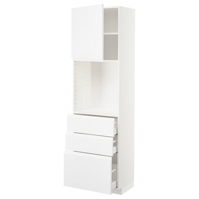 METOD / MAXIMERA High cabinet w shelves/3 drawers, white/Voxtorp high-gloss/white, 60x41x200 cm