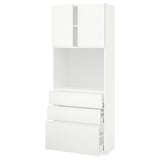 METOD / MAXIMERA High cabinet w shelves/3 drawers, white/Voxtorp matt white, 80x41x200 cm