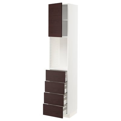 METOD / MAXIMERA High cabinet w shelves/4 drawers, white Askersund/dark brown ash effect, 40x41x200 cm