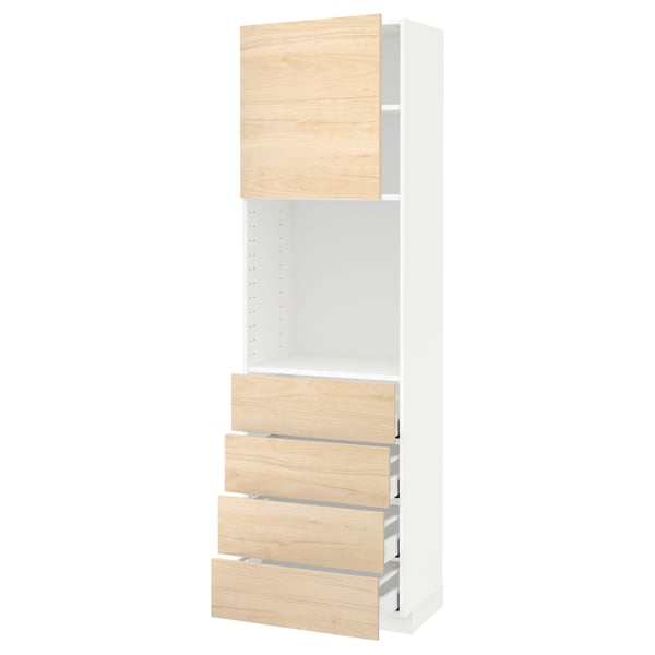 METOD / MAXIMERA High cabinet w shelves/4 drawers, white/Askersund light ash effect, 60x41x200 cm