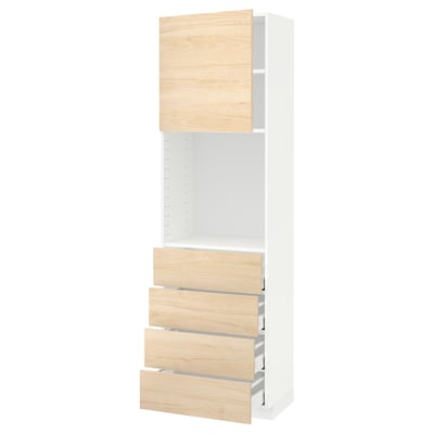 METOD / MAXIMERA High cabinet w shelves/4 drawers, white/Askersund light ash effect, 60x41x200 cm