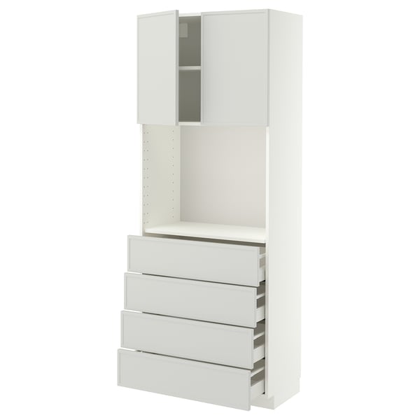 METOD / MAXIMERA High cabinet w shelves/4 drawers, white/Aspudden light grey, 80x41x200 cm
