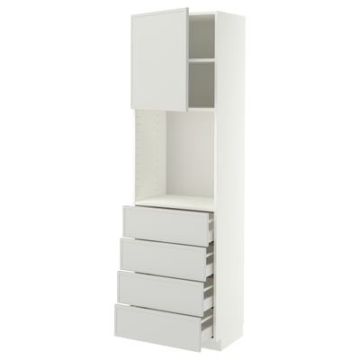 METOD / MAXIMERA High cabinet w shelves/4 drawers, white/Aspudden light grey, 60x41x200 cm