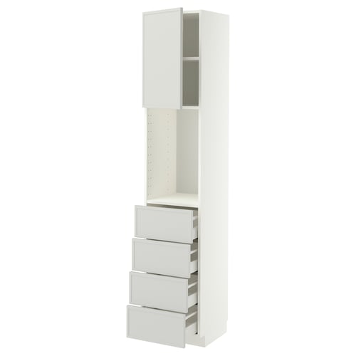 METOD / MAXIMERA High cabinet w shelves/4 drawers, white/Aspudden light grey, 40x41x200 cm