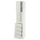 METOD / MAXIMERA High cabinet w shelves/4 drawers, white/Aspudden light grey, 40x41x200 cm