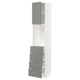 METOD / MAXIMERA High cabinet w shelves/4 drawers, white/Bodbyn grey, 40x41x200 cm