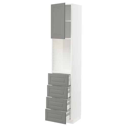 METOD kitchen unit, grey, tall with drawers & shelf, modern classic design.
