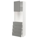 METOD / MAXIMERA High cabinet w shelves/4 drawers, white/Bodbyn grey, 60x41x200 cm