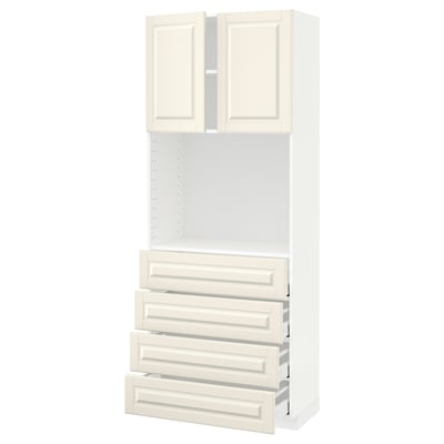 METOD / MAXIMERA High cabinet w shelves/4 drawers, white/Bodbyn off-white, 80x41x200 cm