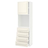 METOD / MAXIMERA High cabinet w shelves/4 drawers, white/Bodbyn off-white, 60x41x200 cm