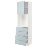 METOD / MAXIMERA High cabinet w shelves/4 drawers, white/Kallarp light grey-blue, 60x41x200 cm