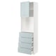 METOD / MAXIMERA High cabinet w shelves/4 drawers, white/Kallarp light grey-blue, 60x41x200 cm