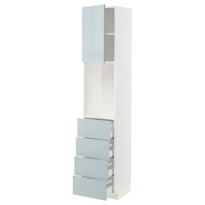 METOD / MAXIMERA High cabinet w shelves/4 drawers, white/Kallarp light grey-blue, 40x41x200 cm