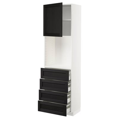 METOD / MAXIMERA High cabinet w shelves/4 drawers, white/Lerhyttan black stained, 60x41x200 cm