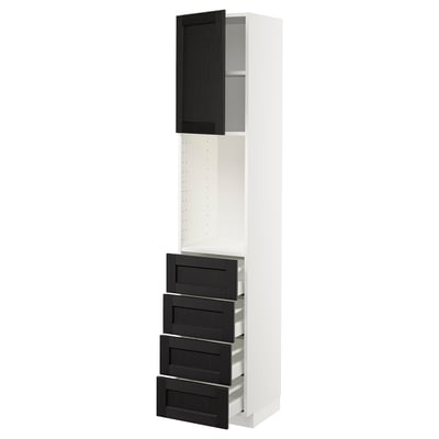 METOD / MAXIMERA High cabinet w shelves/4 drawers, white/Lerhyttan black stained, 40x41x200 cm