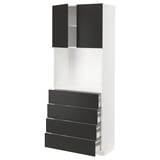 METOD / MAXIMERA High cabinet w shelves/4 drawers, white/Nickebo matt anthracite, 80x41x200 cm