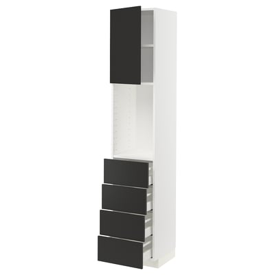 METOD / MAXIMERA High cabinet w shelves/4 drawers, white/Nickebo matt anthracite, 40x41x200 cm