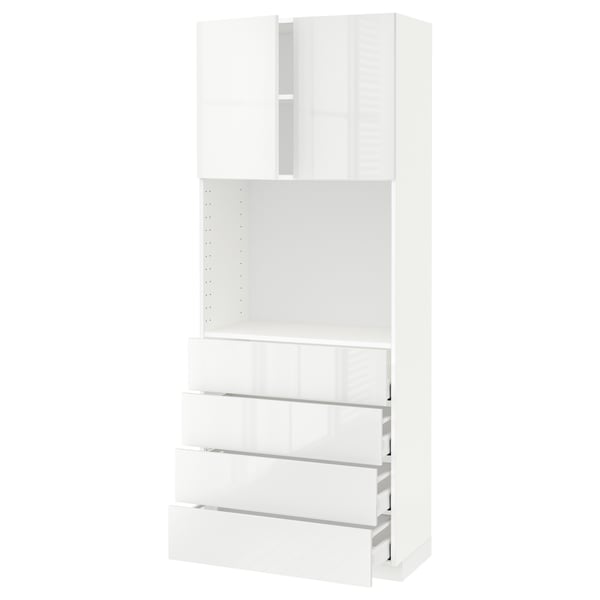 METOD / MAXIMERA High cabinet w shelves/4 drawers, white/Ringhult white, 80x41x200 cm