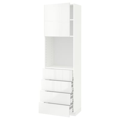 METOD / MAXIMERA High cabinet w shelves/4 drawers, white/Ringhult white, 60x41x200 cm