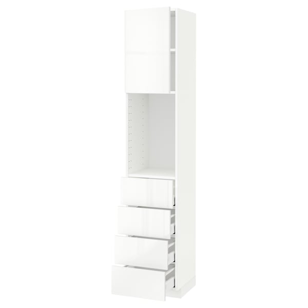 METOD / MAXIMERA High cabinet w shelves/4 drawers, white/Ringhult white, 40x41x200 cm