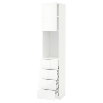 METOD / MAXIMERA High cabinet w shelves/4 drawers, white/Ringhult white, 40x41x200 cm