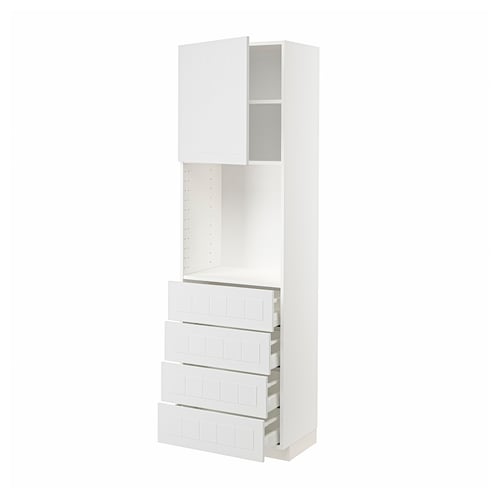 White METOD kitchen unit with four drawers and cabinet.