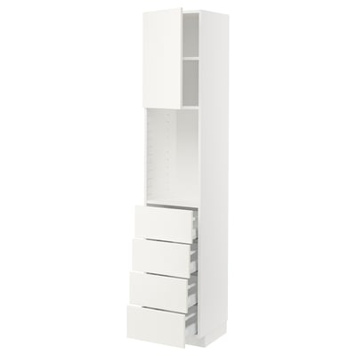 METOD / MAXIMERA High cabinet w shelves/4 drawers, white/Vallstena white, 40x41x200 cm