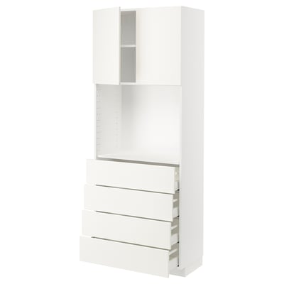 METOD / MAXIMERA High cabinet w shelves/4 drawers, white/Vallstena white, 80x41x200 cm