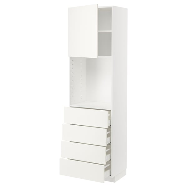 METOD / MAXIMERA High cabinet w shelves/4 drawers, white/Vallstena white, 60x41x200 cm