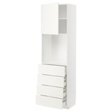 METOD / MAXIMERA High cabinet w shelves/4 drawers, white/Vallstena white, 60x41x200 cm
