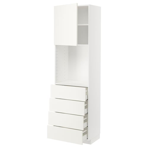 This image displays an ikea METOD kitchen cabinet in white with a sleek, modern design and multiple storage options.