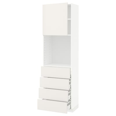 METOD / MAXIMERA High cabinet w shelves/4 drawers, white/Veddinge white, 60x41x200 cm