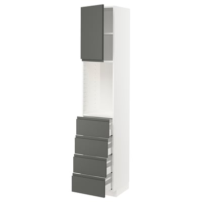 METOD / MAXIMERA High cabinet w shelves/4 drawers, white/Voxtorp dark grey, 40x41x200 cm
