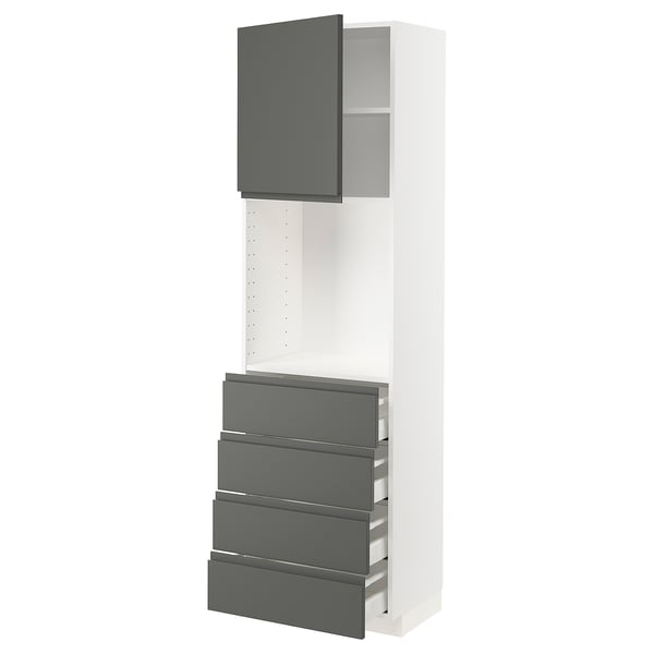 METOD / MAXIMERA High cabinet w shelves/4 drawers, white/Voxtorp dark grey, 60x41x200 cm
