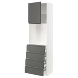 METOD / MAXIMERA High cabinet w shelves/4 drawers, white/Voxtorp dark grey, 60x41x200 cm