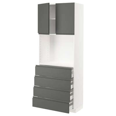 METOD / MAXIMERA High cabinet w shelves/4 drawers, white/Voxtorp dark grey, 80x41x200 cm