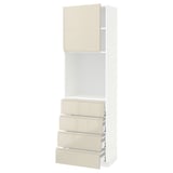 METOD / MAXIMERA High cabinet w shelves/4 drawers, white/Voxtorp high-gloss light beige, 60x41x200 cm