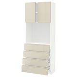 METOD / MAXIMERA High cabinet w shelves/4 drawers, white/Voxtorp high-gloss light beige, 80x41x200 cm